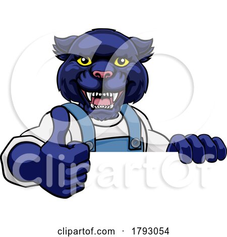 Panther Mascot Plumber Mechanic Handyman Worker by AtStockIllustration