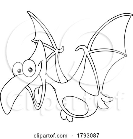 Cartoon Lineart Pterodactyl Dinosaur by yayayoyo