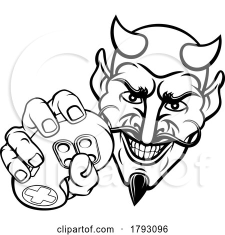 Devil Gamer Video Game Controller Mascot Cartoon by AtStockIllustration