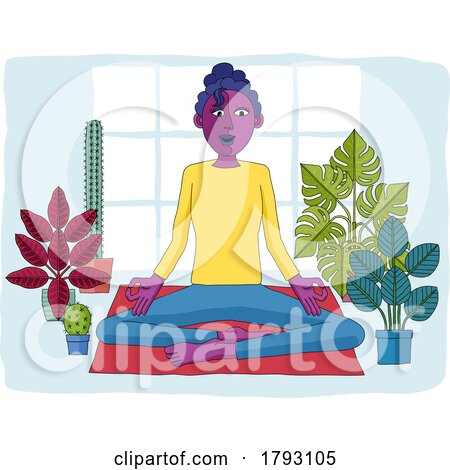 Woman Meditating Doing Yoga Pilates Illustration by AtStockIllustration
