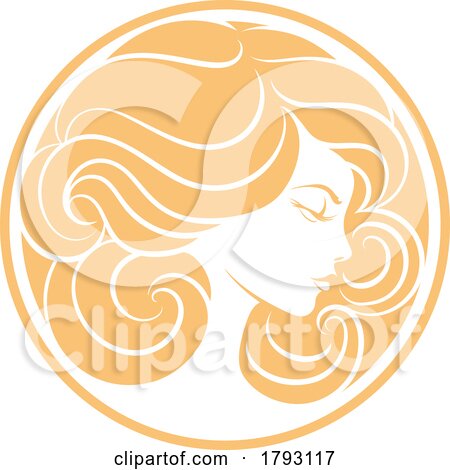 Woman Circle Face Icon Design Beauty Concept Motif by AtStockIllustration
