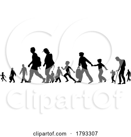 Silhouette of Refugees Walking by Domenico Condello