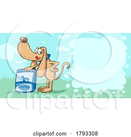 Cartoon Dog Mascot with a Bag of Food and Text Space by Domenico Condello