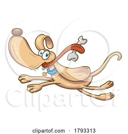 Cartoon Dog Mascot Running with a Bone by Domenico Condello