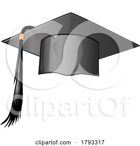 Graduation University or College Black Cap Realistic Vector Illustration Isolated on White Background. by Domenico Condello