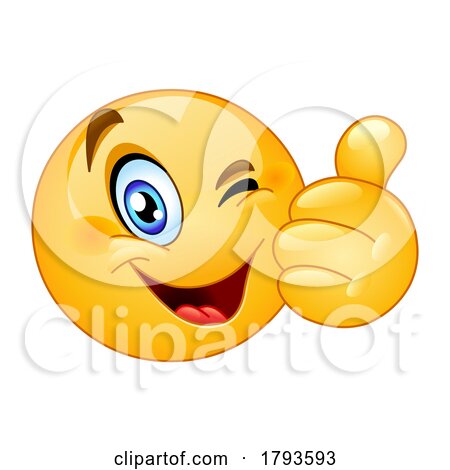 Yellow Emoticon Emoji Smiley Giving a Thumb up and Winking by yayayoyo