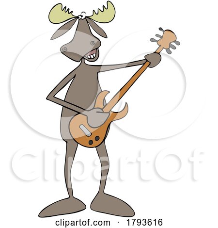 Cartoon Musician Moose Playing a Guitar by djart