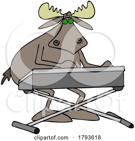 Cartoon Musician Moose Playing a Keyboard by djart