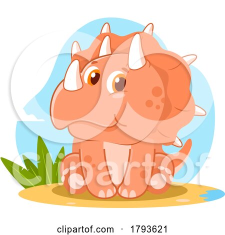 Cartoon Cute Triceratops Dinosaur by Hit Toon