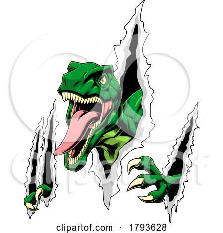 Raptor Dinosaur Breaking Through a Wall by Hit Toon