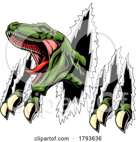 T Rex Dinosaur Breaking Through a Wall by Hit Toon