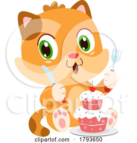 Cartoon Cute Cat with a Cake by Hit Toon