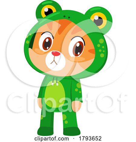 Cartoon Cute Cat in a Frog Suit by Hit Toon