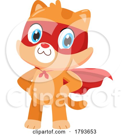 Cartoon Cute Cat Super Hero by Hit Toon