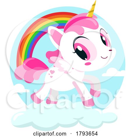 Cartoon Cute Unicorn and Rainbow by Hit Toon