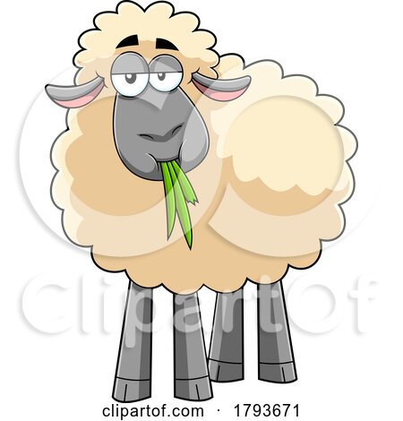 Cartoon Sheep Eating Grass by Hit Toon