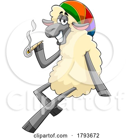 Cartoon Rasta Sheep Smoking a Doobie by Hit Toon