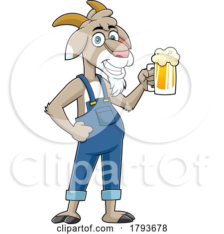 Cartoon Goat Holding Beer by Hit Toon