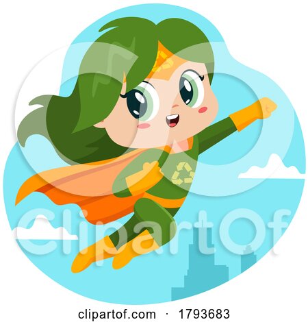 Cartoon Super Recycling Girl by Hit Toon