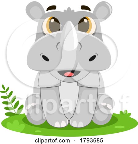 Cartoon Cute Baby Rhino by Hit Toon