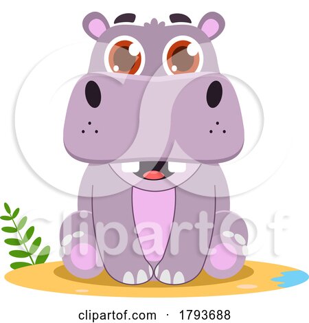 Cartoon Cute Baby Hippo by Hit Toon