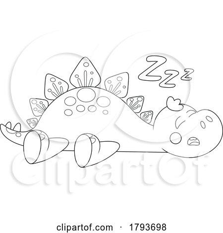 Cartoon Black and White Cute Dinosaur Sleeping by Hit Toon