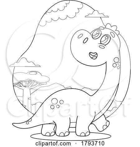 Cartoon Black and White Cute Dinosaur by Hit Toon