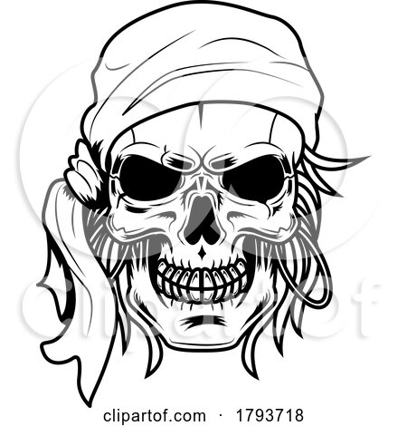 Black and White Pirate Skull with a Bandana by Hit Toon