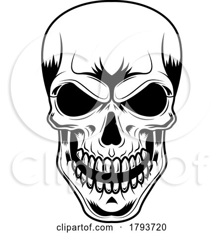 Black and White Human Skull by Hit Toon