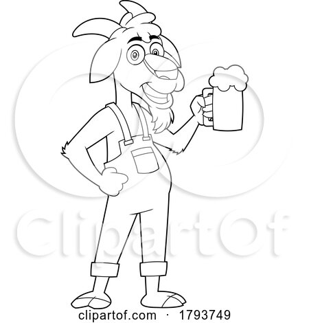 Cartoon Black and White Goat Holding Beer by Hit Toon