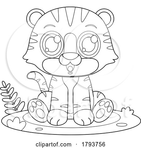 Cartoon Black and White Cute Baby Tiger by Hit Toon