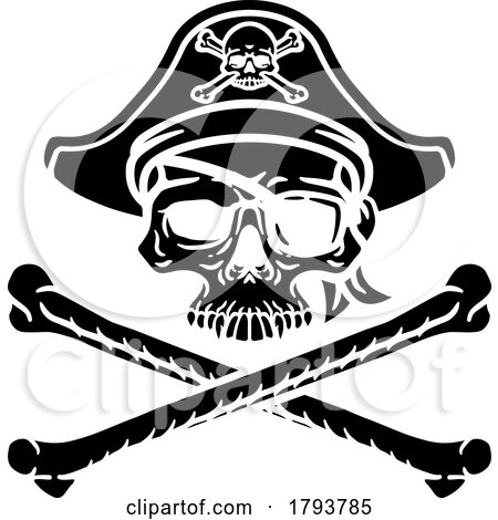 Pirate Hat Skull and Crossbones Cartoon by AtStockIllustration