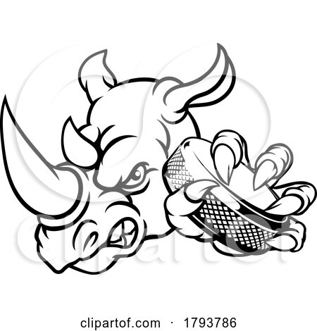Rhino Ice Hockey Player Animal Sports Mascot by AtStockIllustration