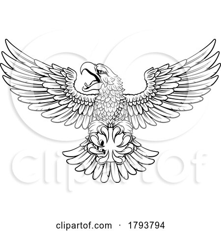Bald Eagle Hawk Flying Bowling Ball Claw Mascot by AtStockIllustration