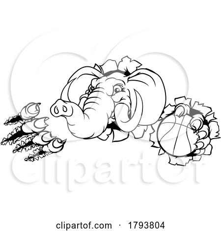 Elephant Basketball Ball Sports Animal Mascot by AtStockIllustration