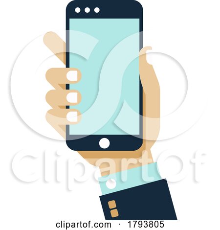 Hand Holding Mobile Phone Screen Cartoon Icon by AtStockIllustration