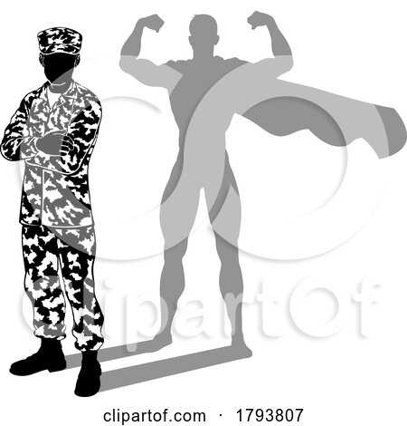 Super Hero Soldier Silhouette Superhero Shadow by AtStockIllustration