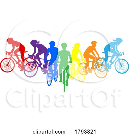 Cyclists Bikes Silhouette Bike Cyclist People Set by AtStockIllustration