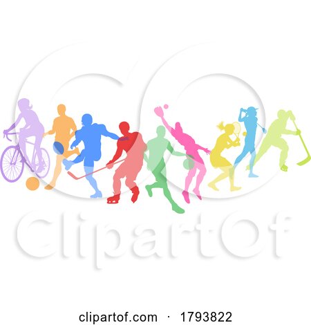 Sport Active Fitness Sports Silhouette People Set by AtStockIllustration