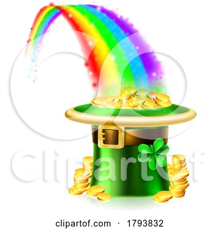 St Patricks Day Gold Coin Rainbow Leprechaun Hat by AtStockIllustration