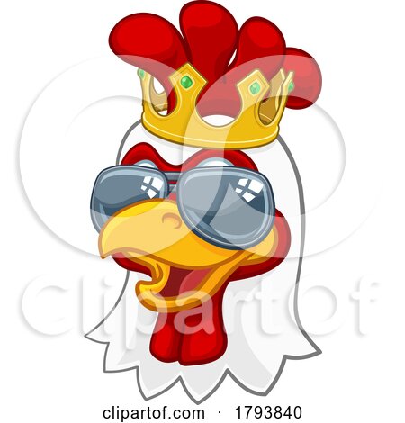 Cool King Chicken Rooster Cockerel Bird Cartoon by AtStockIllustration