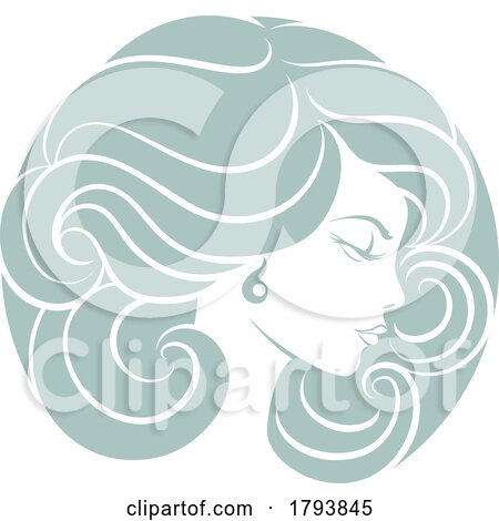 Woman Circle Face Hair Salon Hairdresser Design by AtStockIllustration