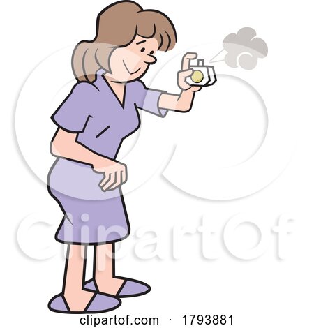 Cartoon Woman Spraying a Perfume by Johnny Sajem