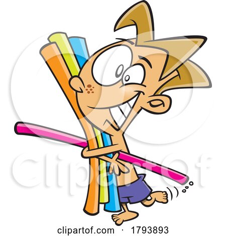 Clipart Cartoon Boy with Pool Noodles by toonaday