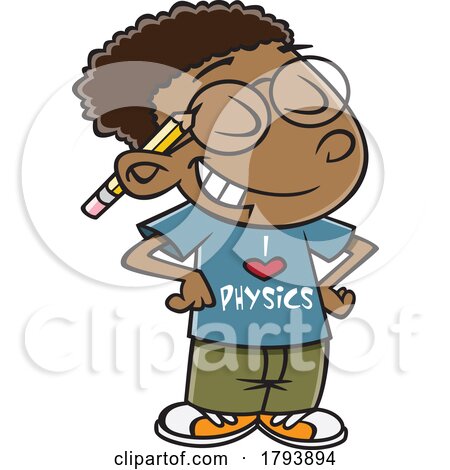 Clipart Cartoon School Boy in an I Love Physics Shirt by toonaday