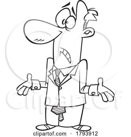 Clipart Black and White Cartoon Business Man Shrugging by toonaday