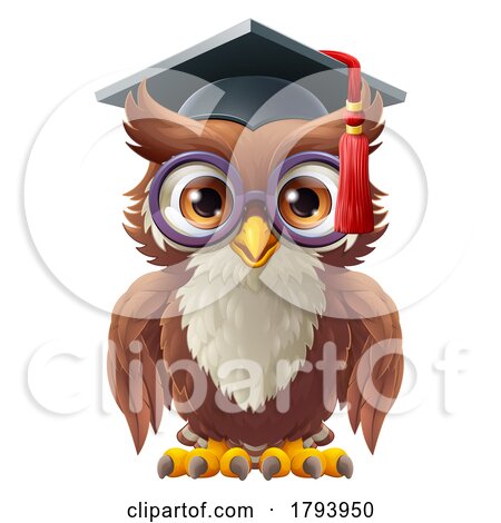 Wise Old Owl Bird Cartoon Graduation Professor by AtStockIllustration