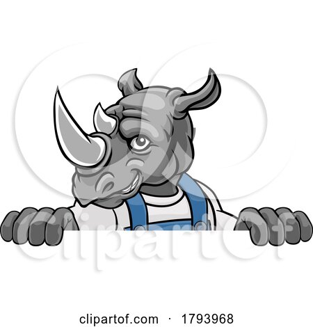 Rhino Mascot Plumber Mechanic Handyman Worker by AtStockIllustration