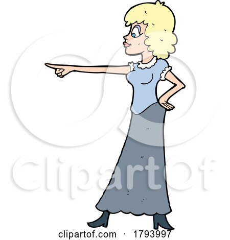 Cartoon Angry Blond Woman Pointing by lineartestpilot
