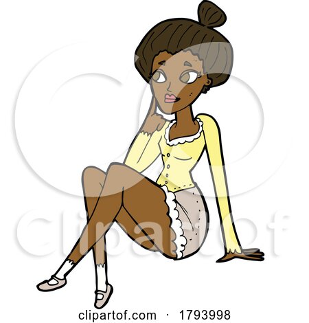 Cartoon Blond Woman Sitting by lineartestpilot